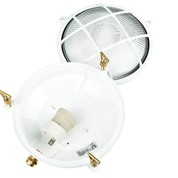 Außenlampe Weiß Messing Glas Ø 21 cm E27 IP64 SERIFOS