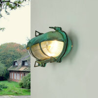 Außenleuchte Wand Maritim Grün Messing Glas IP64