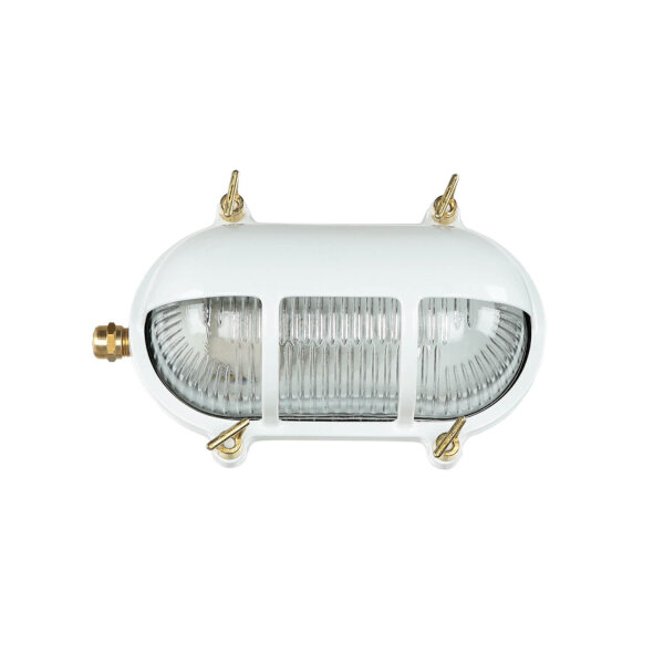 Außenleuchte Wand IP64 Messing Riffelglas Maritim E27