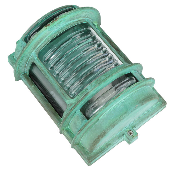 Außenleuchte Wand IP64 Messing Glas Grün antik E27