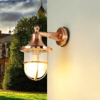 Außenlampe Wand E27 IP64 in Kupfer Glas Messing...