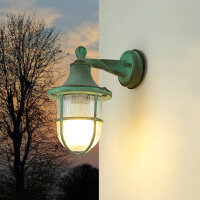 Wandlampe außen E27 IP64 Grün antik Glas...