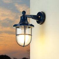 Au&szlig;enleuchte Wand IP64 E27 Glas Messing Maritim Blau