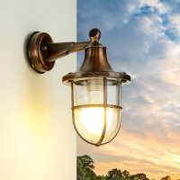 Au&szlig;enwandleuchte in Kupfer antik E27 IP64 Echt-Messing
