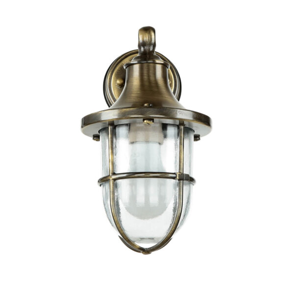 Wandleuchte außen Messing massiv Glas IP64 E27 SANTORIN