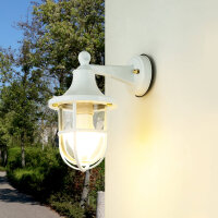 Au&szlig;enwandleuchte Wei&szlig; IP64 Glas Echt-Messing E27