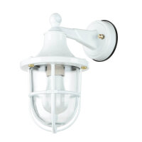 Außenwandleuchte Weiß IP64 Glas Echt-Messing E27