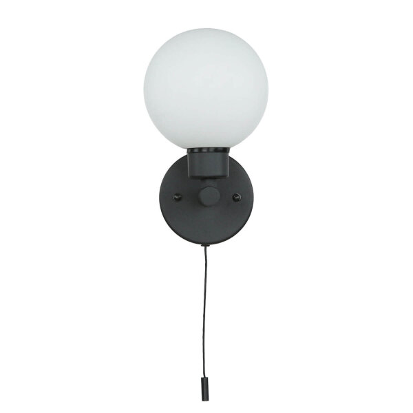 Badlampe Wand IP44 Schwarz Weiß G9 Zugschalter Kugelschirm
