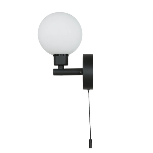 Badlampe Wand IP44 Schwarz Weiß G9 Zugschalter Kugelschirm
