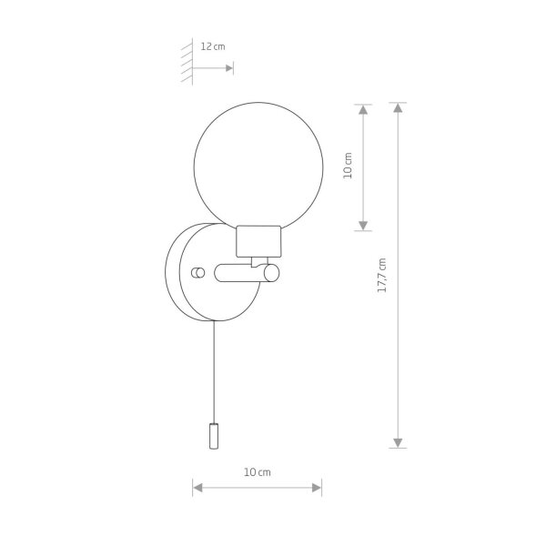Badlampe Wand IP44 Schwarz Weiß G9 Zugschalter Kugelschirm
