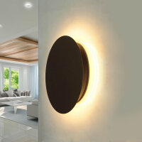 Flache Wandleuchte LED Braun 3000 K rund Ø 25 cm...
