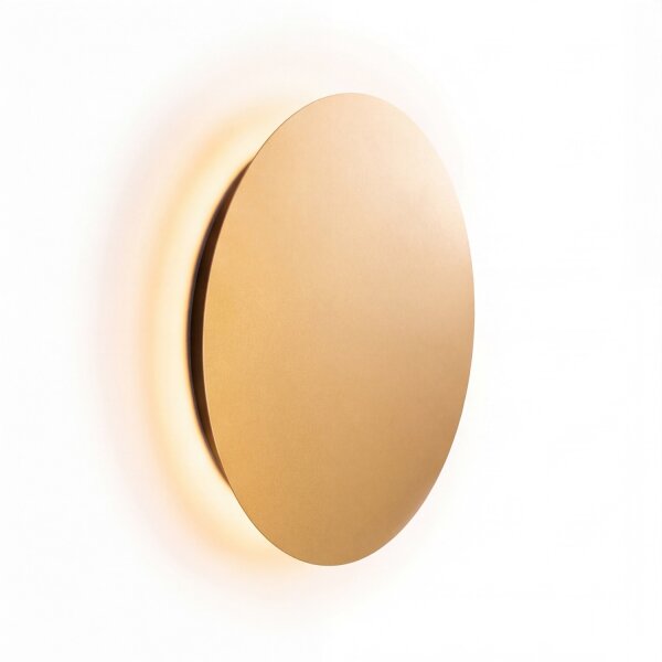 Runde Wandlampe LED Ø 35 cm in Gold matt flach Metall