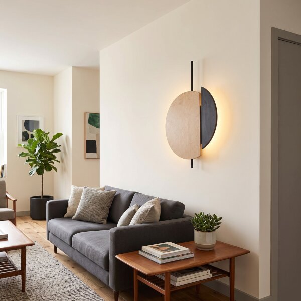 Wandleuchte groß H: 80 cm Holz Metall flach indirekt 2x GX53