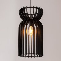 Hängelampe Schwarz E27 Holz höhenverstellbar...