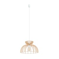 Hängelampe E27 Ø 48 cm Weiß Natur Holz...