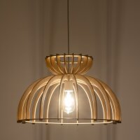 Hängelampe E27 Ø 48 cm Weiß Natur Holz...