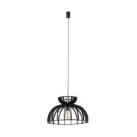 Schwarze H&auml;ngelampe Holz Metall &Oslash; 48 cm E27 verstellbar