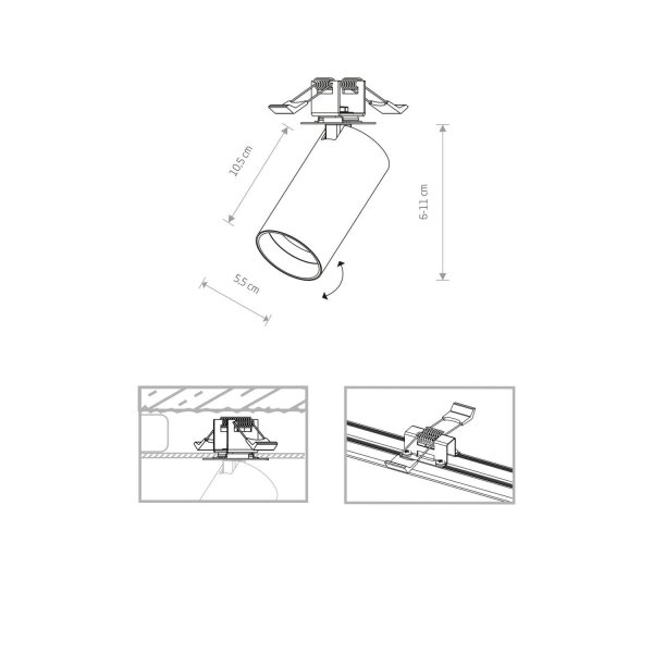 Unterputz Strahler Decke Weiß GU10 verstellbar Ø 5,5 cm