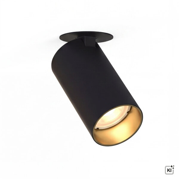 Spot Lampe Unterputz in Schwarz Gold GU10 verstellbar