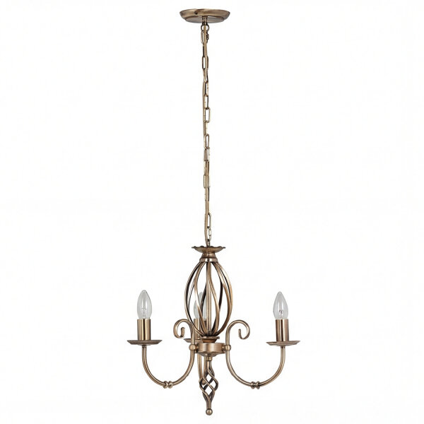 Premium Kronleuchter Messing Antik 3-armig E14 L:36 cm