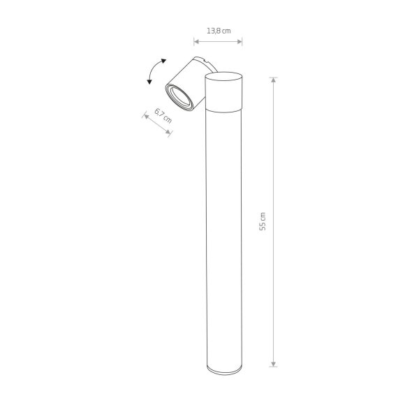 Wegeleuchte IP54 Schwarz GU10 55 cm Glas Aluminium schwenkbar