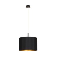 Pendelleuchte E27 in Schwarz Gold Stoffschirm &Oslash; 45 cm