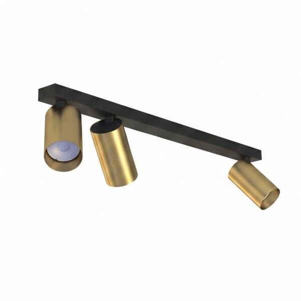 Deckenspot 3-flammig in Messing Schwarz GU10 70 cm