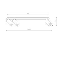 Deckenspot 3-flammig in Messing Schwarz GU10 70 cm