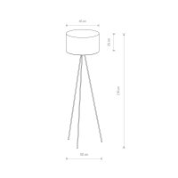 Dreibein Stehlampe E27 156 cm in Schwarz Gold Metall Stoff