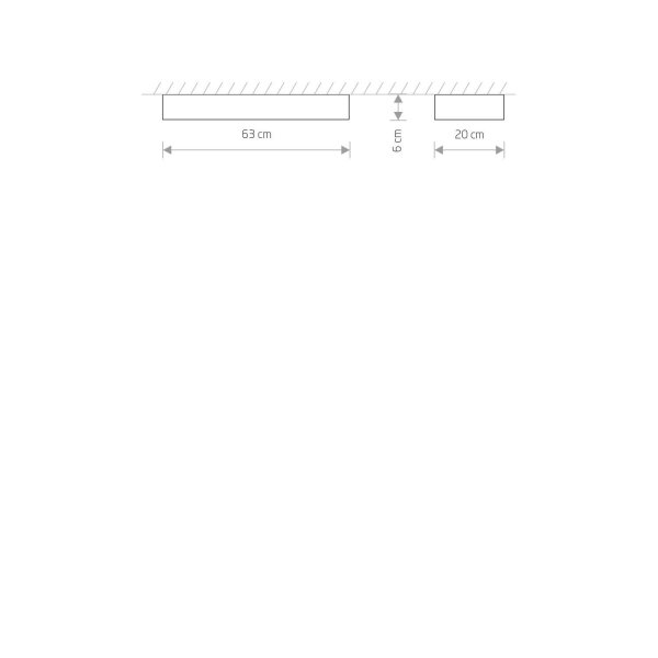 Deckenlampe flach H: 6 cm L: 63 cm Grau blendarm eckig