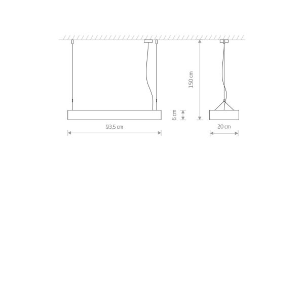 Pendelleuchte Weiß T8 LED mit 3000 K warmweiß B: 93,5 cm lang