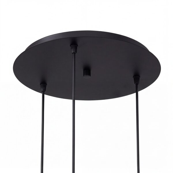 Pendelleuchte 3-flammig Schwarz Chrom E27 Glas Metall