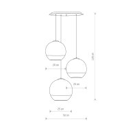 Pendelleuchte 3-flammig Schwarz Chrom E27 Glas Metall