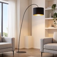 Bogenleuchte 205 cm in Schwarz Gold E27 Wohnzimmer