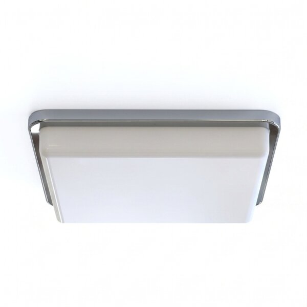 Deckenlampe IP44 Chrom Weiß quadratisch E27 Badezimmer
