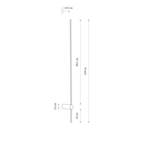 LED Wandlampe Schwarz H: 120 cm 3000 K 540 lm Aluminium flach