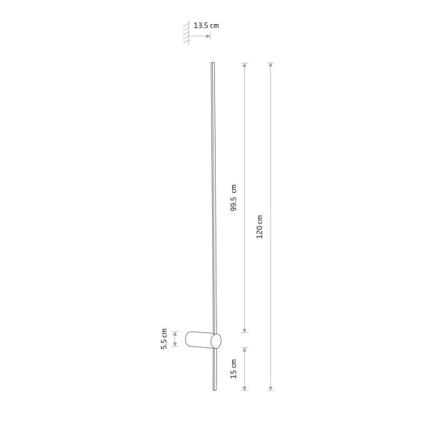 LED Wandlampe Schwarz H: 120 cm 3000 K 540 lm Aluminium flach