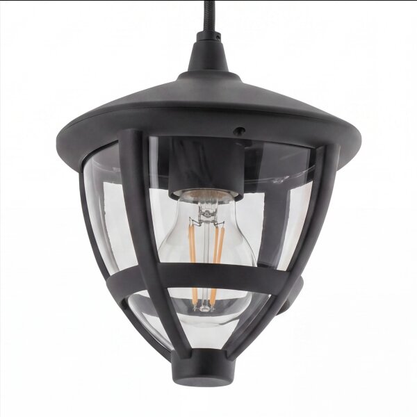 Pendelleuchte außen IP44 E27 Schwarz Aluminium Modern KIKI