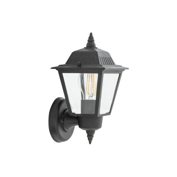 Wandleuchte außen IP44 Schwarz E27 H: 26 cm Rustikal