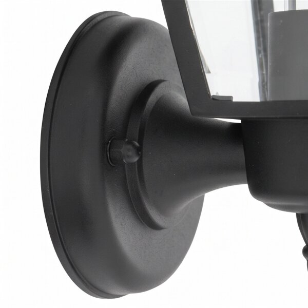 Wandleuchte außen IP44 Schwarz E27 H: 26 cm Rustikal