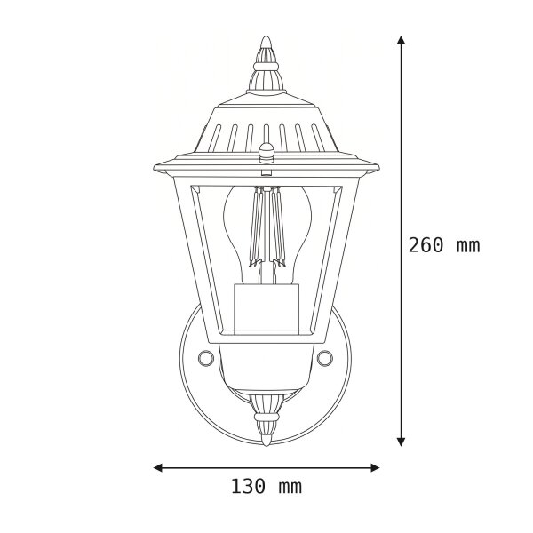 Wandleuchte außen IP44 Schwarz E27 H: 26 cm Rustikal