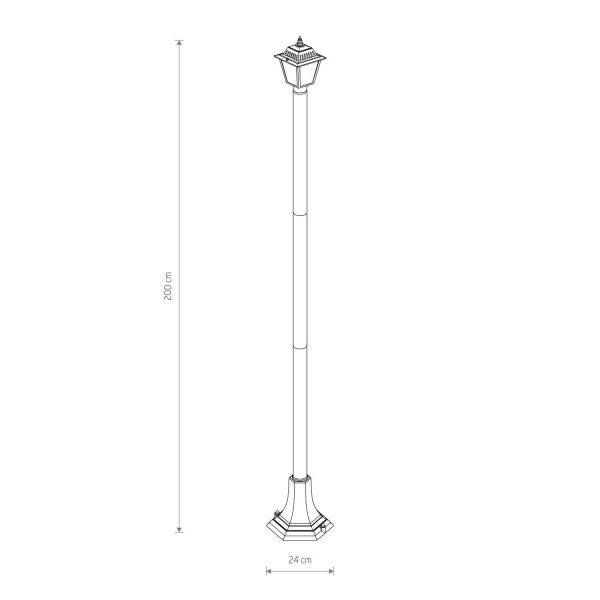 Wegeleuchte 200 cm Schwarz Aluminium Rustikal IP44 E27