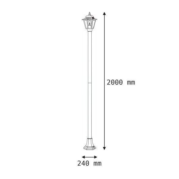 Wegeleuchte 200 cm Schwarz Aluminium Rustikal IP44 E27