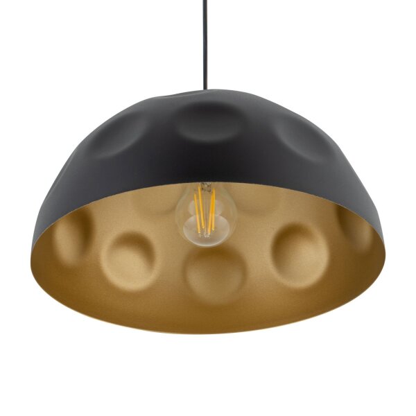 Pendelleuchte E27 in Schwarz Gold matt Ø 50 cm
