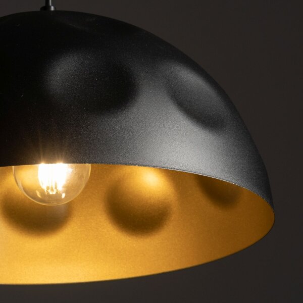Pendelleuchte E27 in Schwarz Gold matt Ø 50 cm