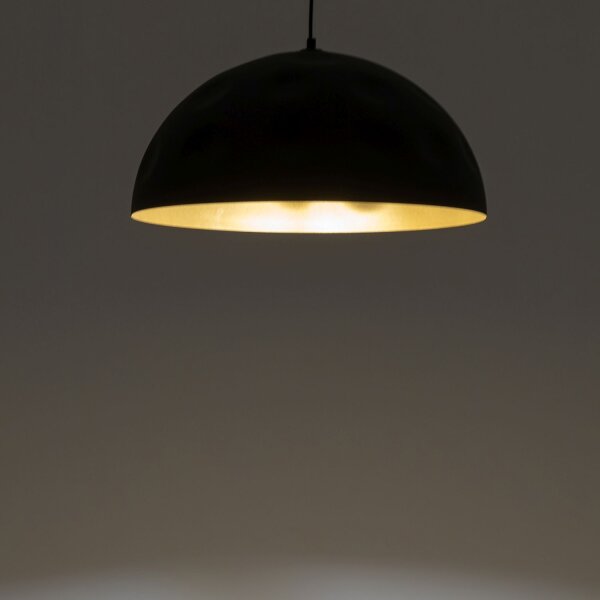 Pendelleuchte E27 in Schwarz Gold matt Ø 50 cm