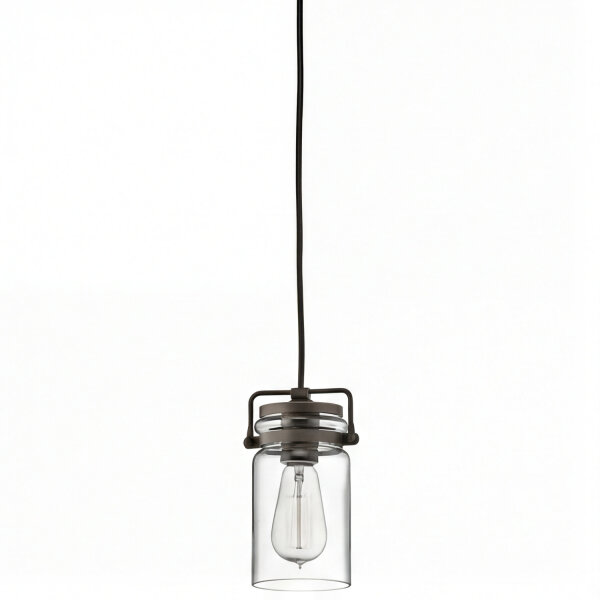 Pendelleuchte Glas Metall Bronze Antik E27 Ø12 cm rund