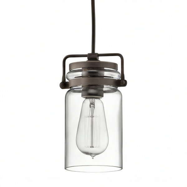 Pendelleuchte Glas Metall Bronze Antik E27 Ø12 cm rund