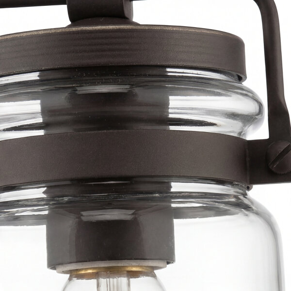 Pendelleuchte Glas Metall Bronze Antik E27 Ø12 cm rund