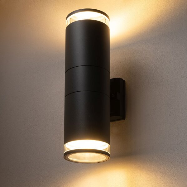Außenleuchte Wand 2-flammig Up Down IP44 E27 Aluminium
